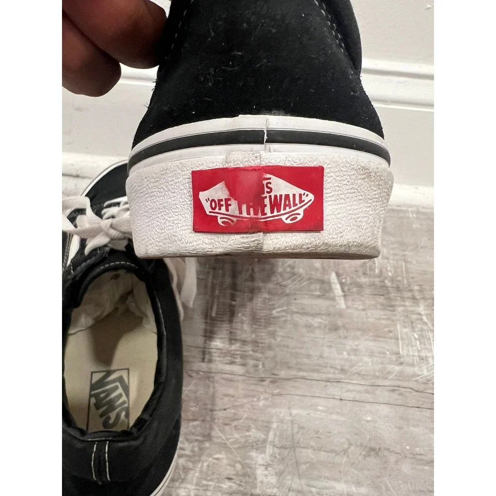 Vans Old Skool Men's 11 Black White Canvas Suede Low Top Skate Sneakers 507452